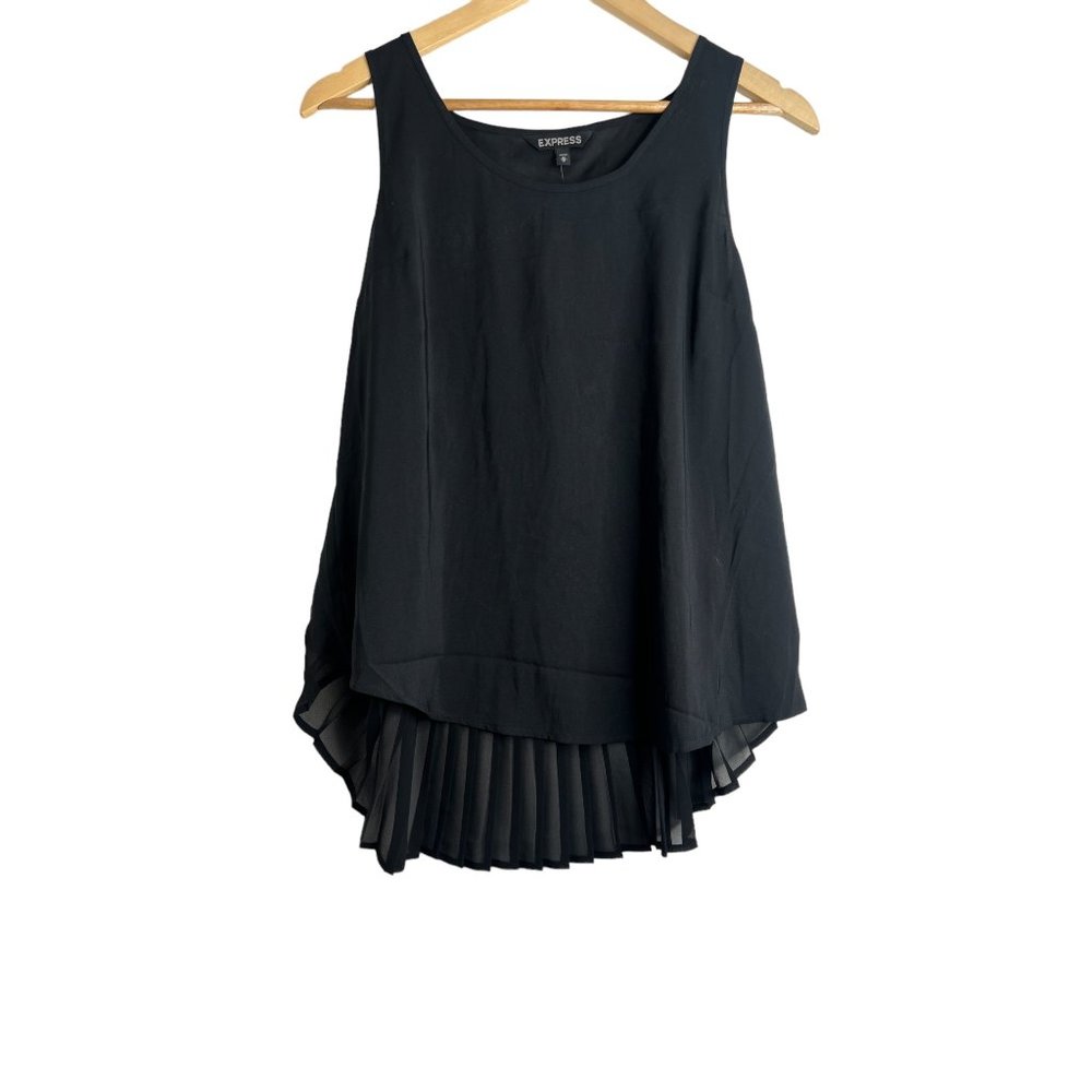 Express hi low black pleated back sleeveless tank blouse work top size M